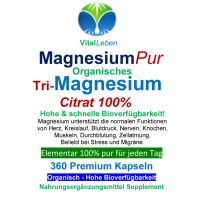 Magnesium Citrat 360 Pulver Kapseln organisches PREMIUM TRI-MAGNESIUMCITRAT. Elementar. OHNE ZUSATZSTOFFE. Schnelle Aufnahme. HOHE BIOVERFÜGBARKEIT. Nie mehr Magnesiummangel ►Dein täglicher Helfer für Muskeln, Nerven, Energie, weniger Müdigkeit.