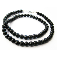 Schungit Shungite Schmuck 6mm Kette Kugelkette Halskette ca. 45cm lang inklusive 925 SILBER Verschluss