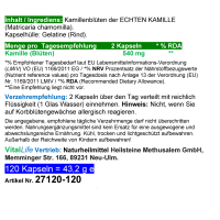 Echte KAMILLE Kamillenblüten 120 Kapseln - MAGEN & DARM Adaptogen + SeelenKraut für ENTSPANNUNG - KEIN EXTRAKT- Nicht HOCHDOSIERT - 100% Chamomilla NATUR PUR - OHNE ZUSATZSTOFFE.