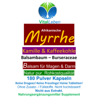 Myrrhe + Kamille + Kaffeekohle 720 (4x180) Carbo Königs-Kapseln [OHNE Zusatzstoffe]