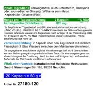 ASHWAGANDHA 120 Kapseln Resilienz-Adaptogen AYURVEDA Kraftquelle für Körper & Geist ►OHNE Zusatzstoffe!