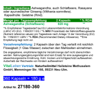 ASHWAGANDHA 360 Kapseln Resilienz-Adaptogen ►AYURVEDA Kraftquelle für Körper & Geist ►OHNE Zusatzstoffe!