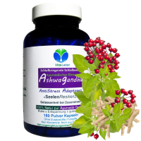ASHWAGANDHA 180 Kapseln Resilienz-Adaptogen AYURVEDA Kraftquelle für Körper & Geist ►OHNE Zusatzstoffe!