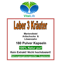 Leber 3 Kräuter Mariendistel Artischocke Löwenzahn 180 Pulver Kapseln