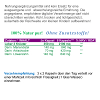 Leber 3 Kräuter Mariendistel Artischocke Löwenzahn 180 Pulver Kapseln