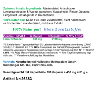 Leber 3 Kräuter Mariendistel Artischocke Löwenzahn 180 Pulver Kapseln