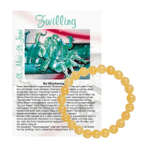 Gelbe Jade 8mm Sternzeichen Kugelarmband Zwillinge