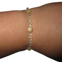 Bergkristall + gelbe Jade Glücks Armband Zwillinge