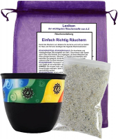 Keramik Räucherkelch für stehendes Räucherwerk Chakra Harmonie 4-tlg Set