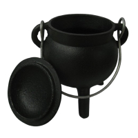 Räuchergefäß Smudge Bowl Hexenkessel Zauberkessel ca. 500g (7x10cm) für jedes Räucherwerk 4-TLG Räucherset + ZUBEHÖR + Stoffbeutel