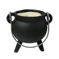 Räuchergefäß Smudge Bowl Hexenkessel Zauberkessel ca. 500g (7x10cm) für jedes Räucherwerk 4-TLG Räucherset + ZUBEHÖR + Stoffbeutel