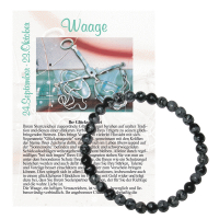 Schneeflockenobsidian 6mm Sternzeichen Kugelarmband Waage