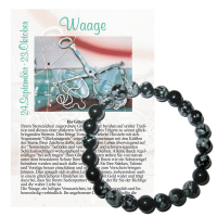 Schneeflockenobsidian 8mm Sternzeichen Kugelarmband Waage