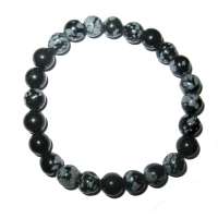 Schneeflockenobsidian 8mm Sternzeichen Kugelarmband Waage