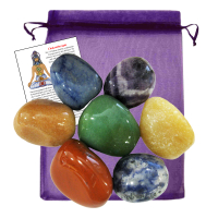7 Jumbo Chakra Steine im Set mit Täschchen und Beschreibung