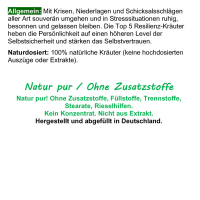 RESILIENZ stärken TOP 5 Kräuter 120 Kapseln SELBSTBEWUSSTSEIN & innere WIDERSTANDSKRAFT steigern - Ruhe und mentale Stärke im Alltag. 100% NATUR pur.