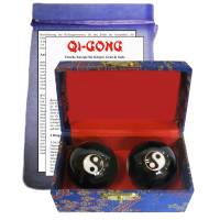 Qui Gong Kugel Paar Yin & Yang schwarz ca. 3,7 cm