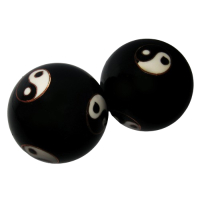 Qui Gong Kugel Paar Yin & Yang schwarz ca. 3,7 cm