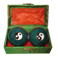 Qui Gong Kugel Paar Yin & Yang grün ca. 4,1 cm