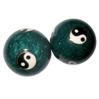 Qui Gong Kugel Paar Yin & Yang grün ca. 4,1 cm