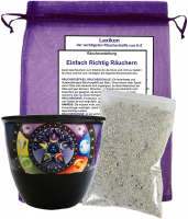 Keramik Räucherkelch für stehendes Räucherwerk Magic Pentagram 4-tlg Set