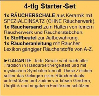 Keramik Räucherkelch für stehendes Räucherwerk Magic Pentagram 4-tlg Set