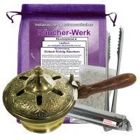 Räuchergefäß Räucherstövchen Weihrauchbrenner zum räuchern für Rauhnächte mit Räucherwerk 8-tlg Räucherset mit Räucherpfanne & Räucherzubehör