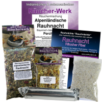 Alpenländische Rauhnacht 7-tlg Rauhnächte Räucherset mit Weihrauch & Myrrhe für Hausreinigung & Kehraus an Dreikönige.