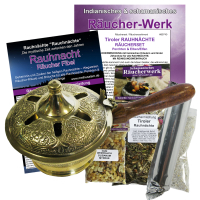 Tiroler Rauhnächte 20 Kräuter + Weihrauch/ Myrrhe + ca. 21cm Messing Räucherpfanne