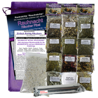 RAUHNÄCHTE Räuchersortiment zum räuchern mit Weihrauch, weißer Salbei, Beifuß, Kampfer, Weihrauch, Myrrhe uvm. 18-tlg Räucherset mit Räucherwerk, Räucherzubehör, Räucheranleitung, Rauhnachtfibel.