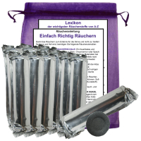 Räucherkohle 100 Premium Tabs 3,3 cm ∅ zum räuchern für jedes Räucherwerk, Hausreinigung, Rauhnächte. Mit Räucheranleitung & Stofftäschchen