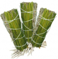 Weißer Salbei 3x mit Sweetgras Mariengras Vanillegras zum räuchern 6-tlg Räucherset mit Räucheranleitung + Beschreibung + Täschchen + Booklet