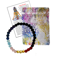 Chakra Schmuck ARMBAND - 7 chakraaktive Edelsteine + Täschchen