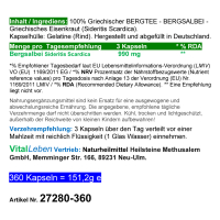 Griechischer Bergtee Berg-Salbei 360 Pulver Kapseln