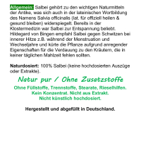 SALBEI 360 Kapseln - Natürliche Hilfe bei Schwitzen, Hitzewallungen, Nachtschweiß, Blähungen. 100% NATUR pur - NICHT aus EXTRAKT! Nicht künstlich hochdosiert! [OHNE ZUSATZSTOFFE]