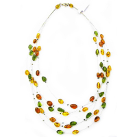 Bernstein Collier mehrreihig ca. 45cm lang mit buntem Bernstein