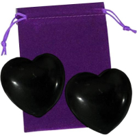 Schungit Shungite Stein Edelstein HERZ 2x ca.45 mm für Liebe & Partnerschaft