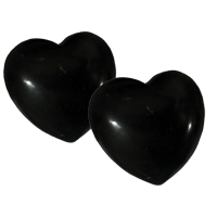 Schungit Shungite Stein Edelstein HERZ 2x ca.45 mm für Liebe & Partnerschaft