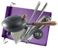 Räucherpfanne 6-tlg Räucherset 9cm Ø Räuchergefäß Weihrauchbrenner & Räucherzange