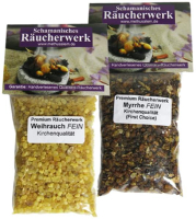 Räucherpfanne XXL Weihrauchbrenner 11cm Ø Räuchergefäß massive Handarbeit Messing. 7-tlg Set zum räuchern mit Räucherwerk, Weihrauch, Myrrhe und Zubehör