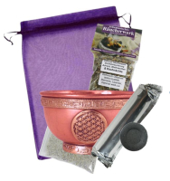 Räuchergefäß Blume des Lebens Räucherschale 6-tlg Räucherset mit Räucherzubehör.