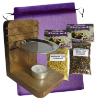 Räucherstövchen Weihrauchbrenner Räuchergefäß zum räuchern 7-tlg Räucherset mit Weihrauch & Myrrhe.