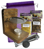 Räucherstövchen Weihrauchbrenner Räuchergefäß mit Sieb 8-tlg Räucherset mit Weihrauch & Myrrhe.