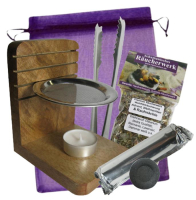 Räucherstövchen Weihrauchbrenner Räuchergefäß mit Sieb 8-tlg Räucherset mit Räucherwerk, Räucherzange & Zubehör.