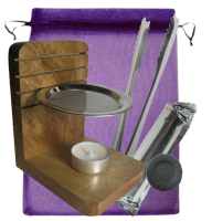 Räucherstövchen Weihrauchbrenner zum räuchern 7-tlg Räucherset Starterset mit Räucherzange & Zubehör.