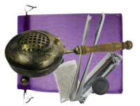 Weihrauchbrenner Räuchergefäß Räucherpfanne XXL Räucherstövchen Bronze 7-tlg Räucherset mit Räucherzange