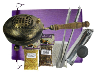 Weihrauchbrenner Räuchergefäß Räucherpfanne XXL Räucherstövchen Bronze 9-tlg Räucherset mit Weihrauch & Myrrhe