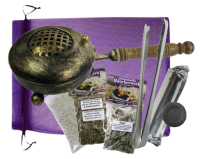 Weihrauchbrenner Räuchergefäß Räucherpfanne XXL Räucherstövchen Bronze 9-tlg Räucherset mit weißer Salbei & Rauhnächte Räucherwerk