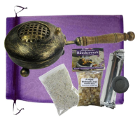 Weihrauchbrenner Räuchergefäß Profi Räucherpfanne Räucherstövchen Bronze 7-tlg Räucherset mit Al-Hojari Weihrauch