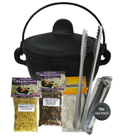 Hexenkessel Gusseisen Weihrauchbrenner & Räuchergefäß in EINEM 8-tlg Räucherset zum räuchern für Räucherstäbchen & Räucherwerk.